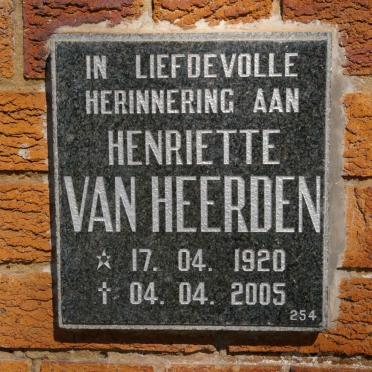 HEERDEN Henriette, van 1920-2005