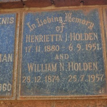 HOLDEN William N. 1874-1957 &amp; Henrietta J. 1880-1951