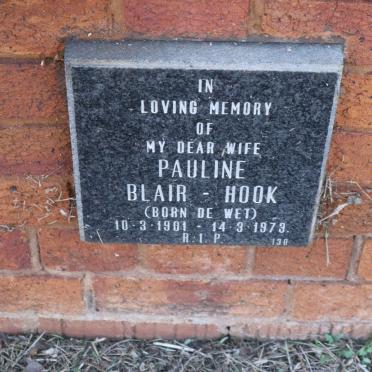 HOOK Pauline, BLAIR nee DE WET 1901-1973
