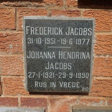 JACOBS Johanna Hendrina 1921-1990 :: JACOBS Frederick 1951-1977