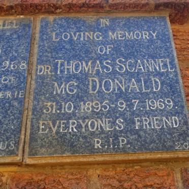 MCDONALD Thomas Scannel 1895-1969