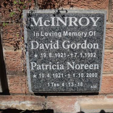 McINROY David Gordon 1921-1992 &amp; Patricia Noreen 1921-2000