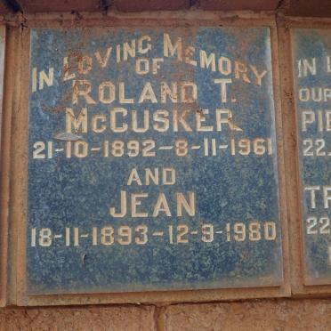 MCCUSKER Roland T. 1892-1961 &amp; Jean 1893-1980