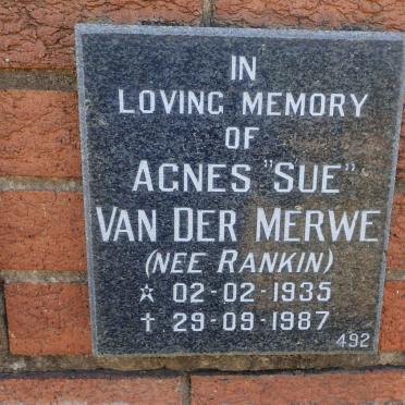 MERWE Agnes, van der nee RANKIN 1935-1987