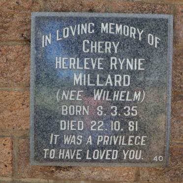 MILLARD Chery Herleve Rynie nee WILHELM 1935-1981