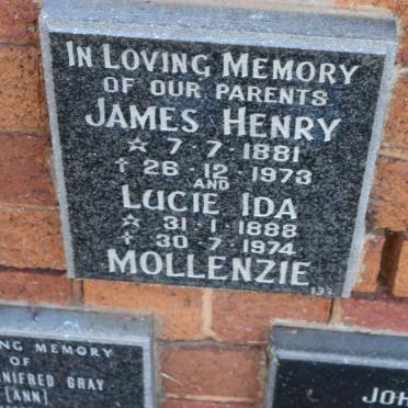 MOLLENZIE James Henry 1881-1973 &amp; Lucie Ida 1888-1974