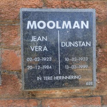 MOOLMAN Dunstan 1923-1999 &amp; Jean Vera 1923-1984