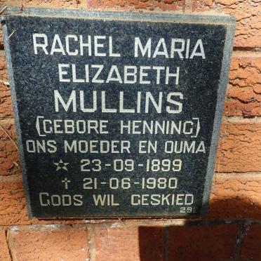 MULLINS Rachel Maria Elizabeth nee HENNING 1899-1980