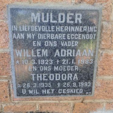 MULDER Willem Adriaan 1923-1983 &amp; Theodora 1935-1993