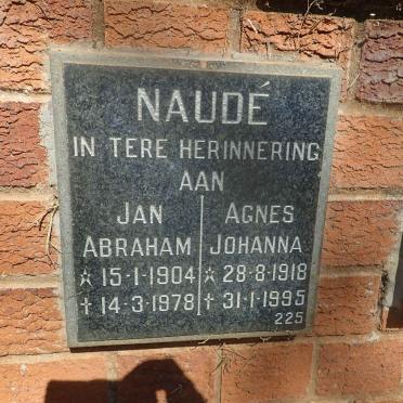NAUDE Jan Abraham 1904-1978 &amp; Agnes Johanna 1918-1995