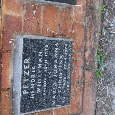 PETZER Hendrik Whiteman 1910-1972 &amp; Maria Johanna Christina 1906-1976
