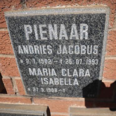 PIENAAR Andries Jacobus 1902-1993 &amp; Maria Clara Isabella 1908-