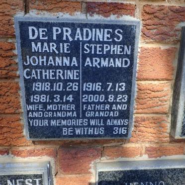 PRADINES Stephan Armand, de 1916-2000 &amp; Marie Johanna Catherine 1918-1981