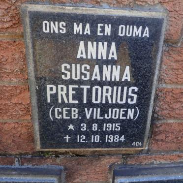 PRETORIUS Anna Susanna nee VILJOEN 1915-1984