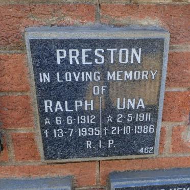 PRESTON Ralph 1912-1995 &amp; Una 1911-1986