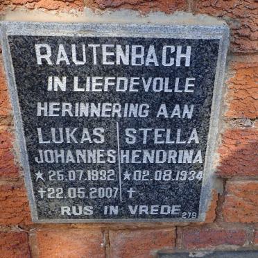 RAUTENBACH Lukas Johannes 1932-2007 &amp; Stella Hendrina 1934-