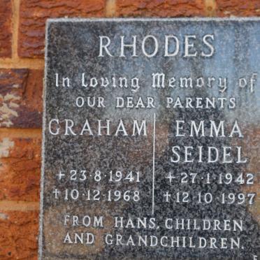 RHODES Graham 1941-1968 &amp; Emma Seidel 1942-1997