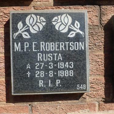 ROBERTSON M.P.E. 1943-1988