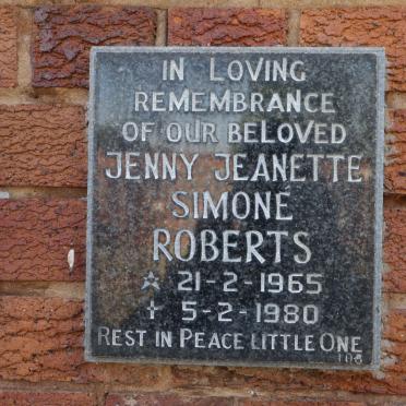 ROBERTS Jenny Jeanette Simone 1965-1980