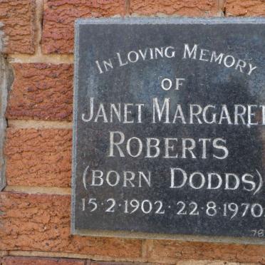 ROBERTS Janet Margaret nee DODDS 1902-1970
