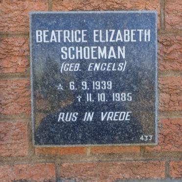 SCHOEMAN Beatrice Elizabeth nee ENGELS 1939-1985