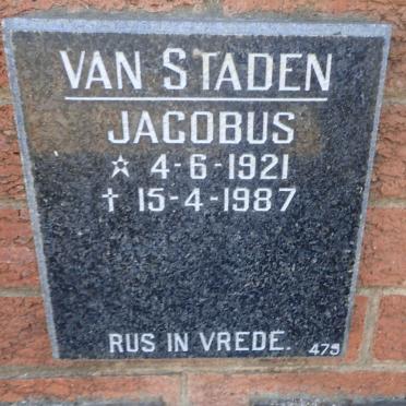 STADEN Jacobus, van 1921-1987