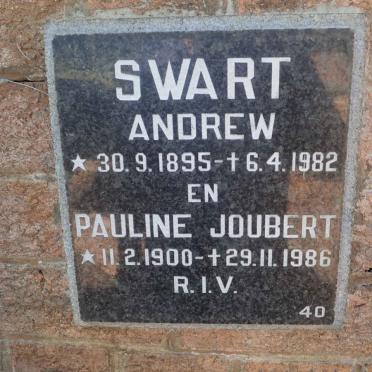 SWART Andrew 1895-1982 &amp; Pauline Joubert 1900-1986