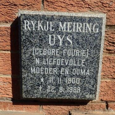UYS Rykje Meiring nee FOURIE 1900-1989