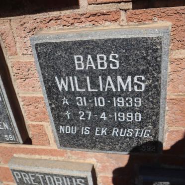WILLIAMS Babs 1939-1990