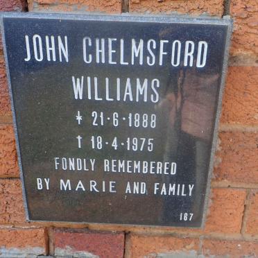 WILLIAMS John Chelmsford 1888-1975
