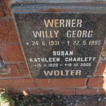 WOLTER Werner Willy Georg 1931-1995 &amp; Susan Kathleen Charlett 1926-2005