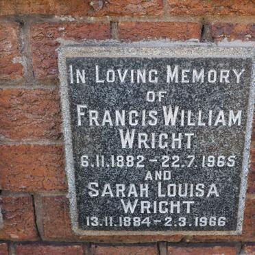 WRIGHT Francis William 1882-1965 &amp; Sarah Louisa 1884-1966