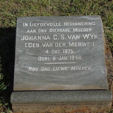 WYK Johanna C.S., van nee VAN DER MERWE 1875-1946