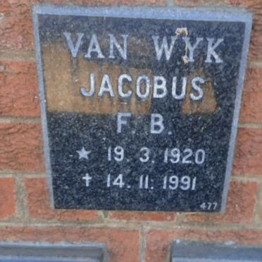 WYK Jacobus F.B., van 1920-1991