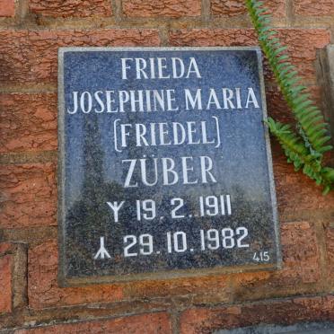 ZUBER Frieda Josephine Maria FRIEDEL 1911-1982