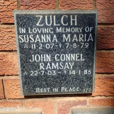 ZULCH John Connel Ramsay 1903-1985 &amp; Susanna Maria 1907-1979