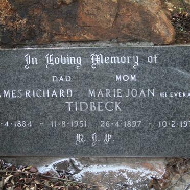 TIDBECK James Richard 1884-1951 & Marie Joan EVERARD 1897-1970