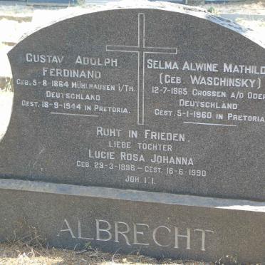 ALBRECHT Gustav Adolph Ferdinand 1864-1944 &amp; Selma Alwine Mathilde WASCHINSKY 1865-1960