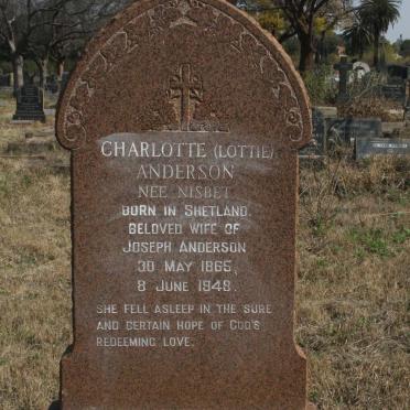 ANDERSON Joseph 1872-1957 &amp; Charlotte NISBET 1865-1948
