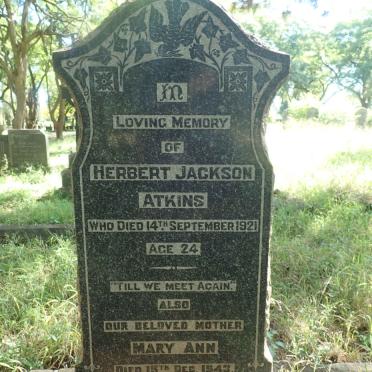 ATKINS Herbert Jackson -1921 &amp; Mary Ann -1943
