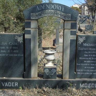 ADENDORFF Jan Carl 1894-1972 & Magdalena Elizabeth BENADE 1893-1954