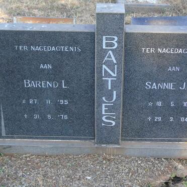 BANTJES Barend L. 1895-1976 & Sannie J.S.B. 1910-2004