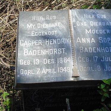 BADENHORST Casper Hendrik 1884-1949 & Anna Sophia 1888-1973