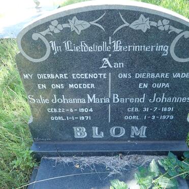 BLOM Barend Johannes 1891-1979 &amp; Salie Johanna Maria 1904-1971