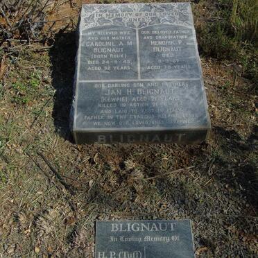 BLIGNAUT Hendrik P. -1967 & Caroline A.M. ROUX -1945 :: BLIGNAUT Jan H. -1944 :: BLIGNAUT H.P. 1916-1997