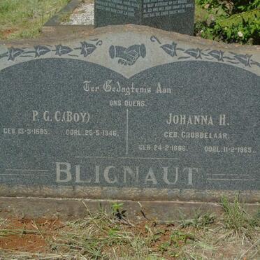 BLIGNAUT P.G.C. 1885-1946 & Johanna H. GROBBELAAR 1886-1965