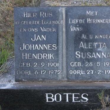 BOTES Jan Johannes Hendrik 1901-1972 &amp; Aletta Susanna 1906-1988