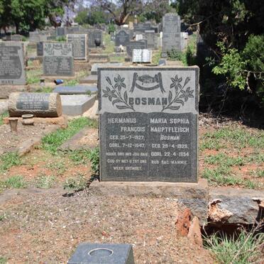 BOSMAN Hermanus Francois 1927-1947 &amp; Maria Sophia HAUPTFLEISCH 1929-1994