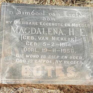BOTES Magdalena H.E. nee VAN NIEKERK 1914-1956