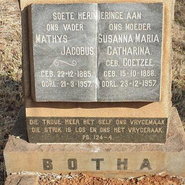 BOTHA Mathys Jacobus 1885-1957 & Susanna Maria Catharina COETZEE 1888-1957